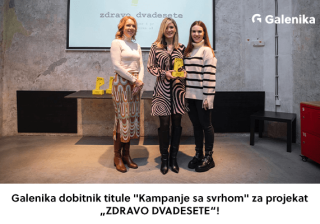 Galenika dobitnik titule “Kampanje sa svrhom” za projekat „ZDRAVO DVADESETE“ !